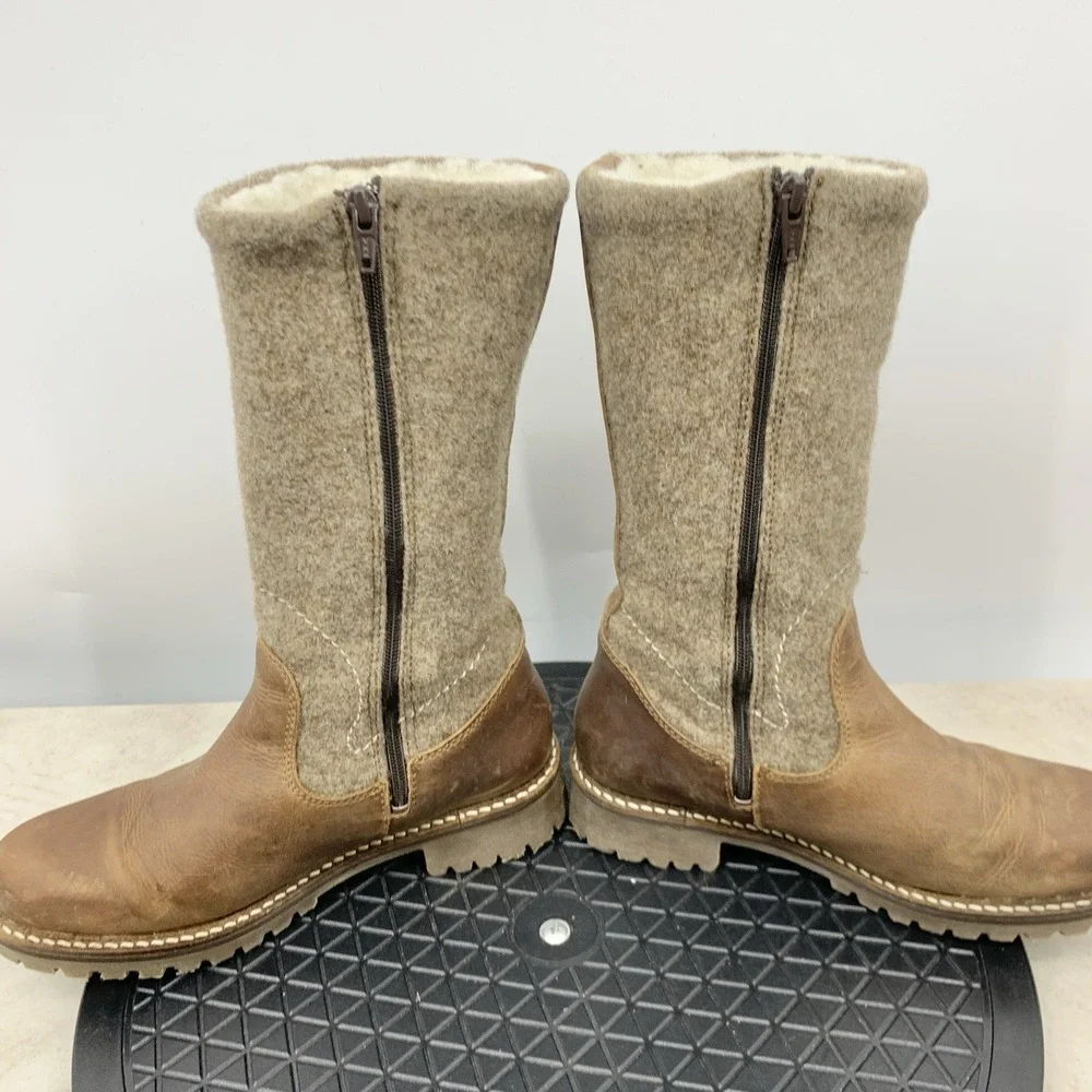 Bos & Co Hammond Boots Women 37 Size 6 6.5‎ Shoes Tall Brown Leather Wool Lined